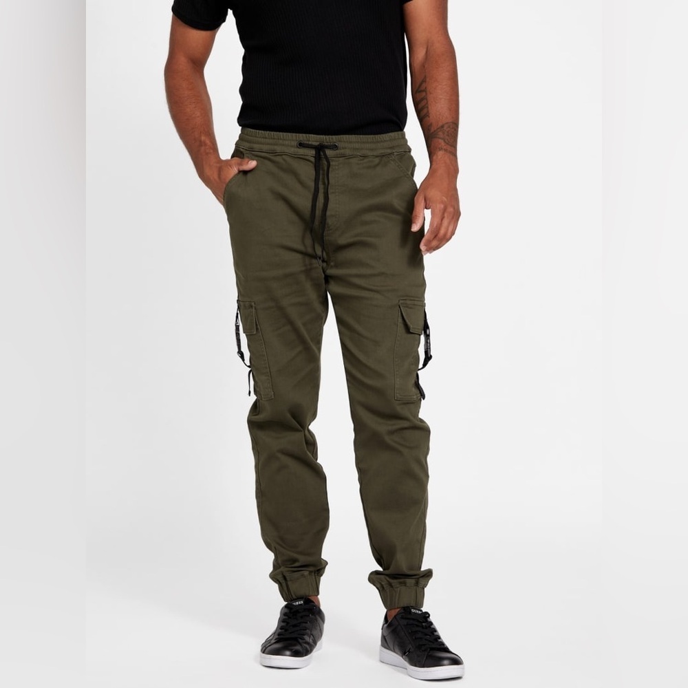 New Guess Men's Dark Green Cargo Pants SZ L